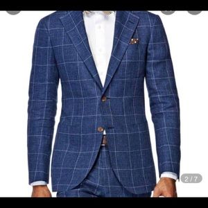 Brand New (w/o tags) Navy Suit Supply Lazio Men 40R Wool S110 Checked Slim Suit